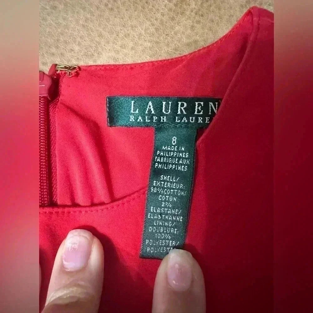 Lauren Ralph Lauren Women's Size 8 Red Sheath Stretch Dress - Picture 7 of 10